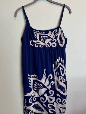 INC International Concepts Navy and White Patterned Maxi Dress
